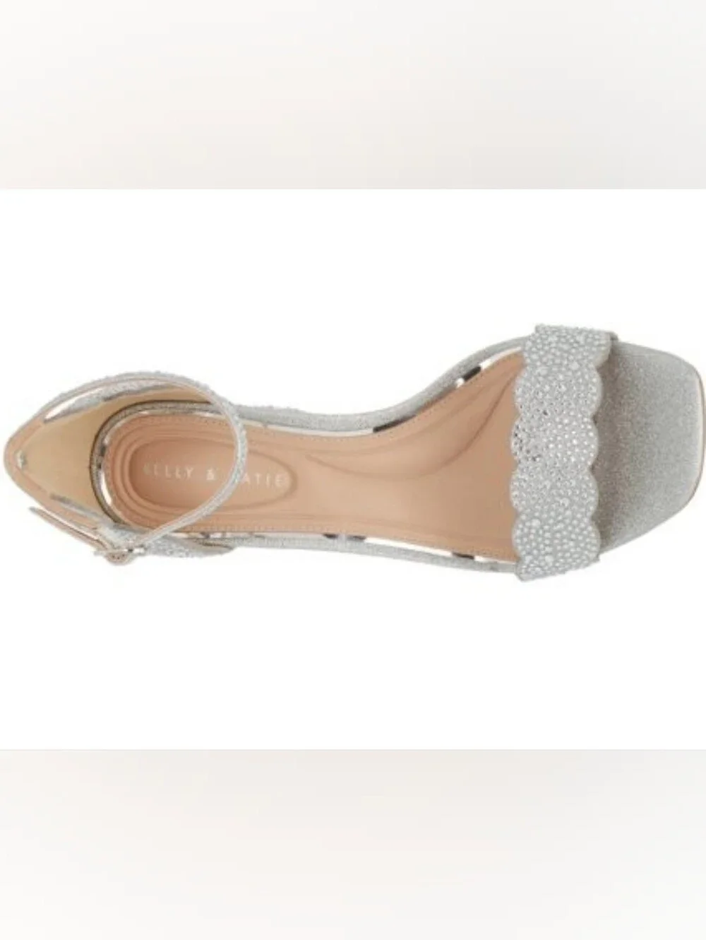 Katie & Kelly Sparkling Silver Rhinestone Ankle-Strap Block Heel Sandal (NEW) - Picture 5 of 14